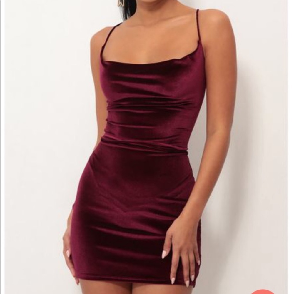 Open Back Maroon Mini Dress